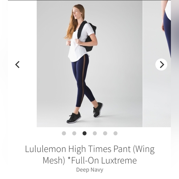 Lululemon High Times Pant (Wing Mesh) Leggings Womens 4 Deep Navy Luxtreme Yoga - Picture 2 of 16